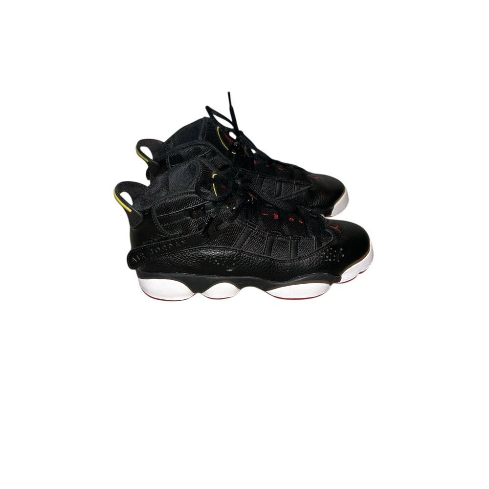 Nike Air Jordan 6 Rings GS 'His Airness Black University Red Sneakers Size 7 Y